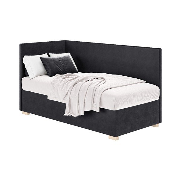 Tumesinine nurga lastevoodi koos madratsiga koos hoiuruumiga 90x200 cm Flexi – Ghado-image-3