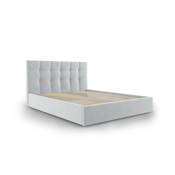 Helehall polsterdatud kaheinimese voodi, millel on hoiuruum ja rest 180x200 cm Nerin - Mazzini Beds