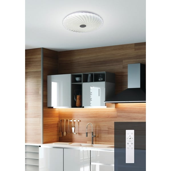 Valge dimmerdatav LED laevalgusti koos puldiga 38,5x38,5 cm Calipso - Candellux Lighting-image-2