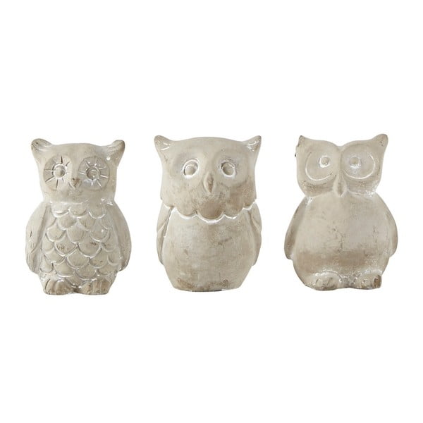 Sada 3 sošek KJ Collection Owls, výšky 7 cm