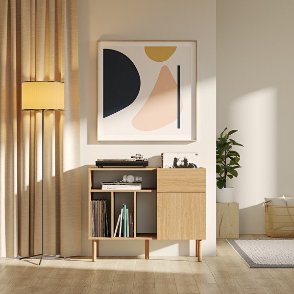 Puiduvärvi tammespooniga kummut plaadimängijale 100x80x42 cm Viny – TemaHome-image-1