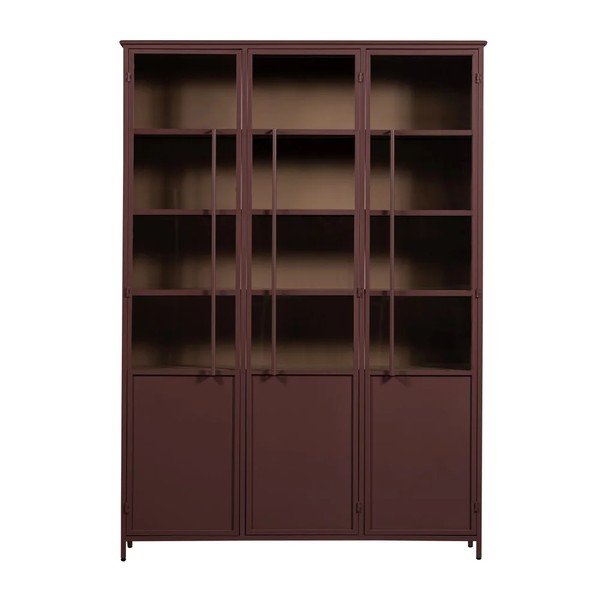 Burgundiapunane metallist vitriinkapp 140x200x42 cm Exhibit - WOOOD