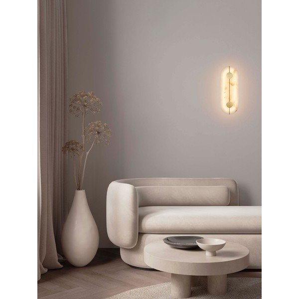 Kreemikas/messingvärvi LED-seinavalgusti kivist dekooriga Aider - Nova Luce-image-1