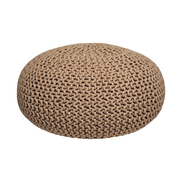 Kootud beež pouf Kootud XL, ⌀ 70 cm - LABEL51