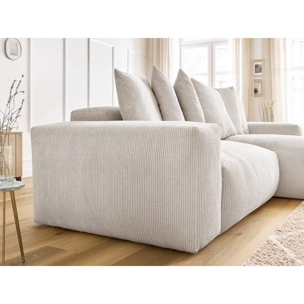 Kreemjas kordvärvitud diivanvoodi/nurgadiivan panipaigaga Voltaire - Bobochic Paris-image-4