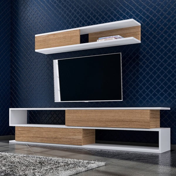 Valge/puiduvärvi TV-komplekt 176x40x31,5 cm Manyetik – Furny Home-image-1