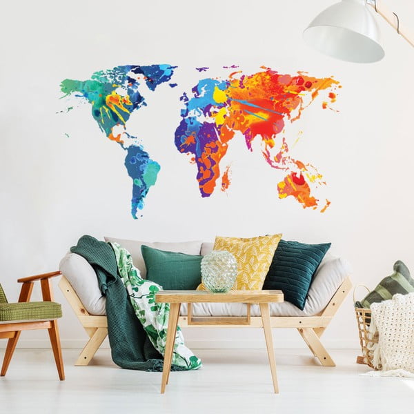 Nástěnná samolepka Ambiance Wall Decal Worlds Map Design Watercolor, 60 x 105 cm-image-1