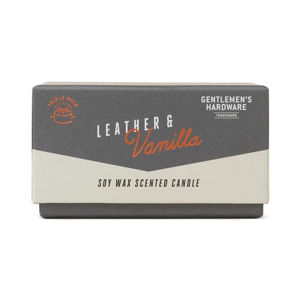 Lõhnastatud sojaküünal, põlemisaeg 40 h Leather & Vanilla - Gentlemen's Hardware-image-1