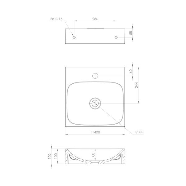 Valge marmorist valamu 40x40 cm Emona - Sapho-image-4