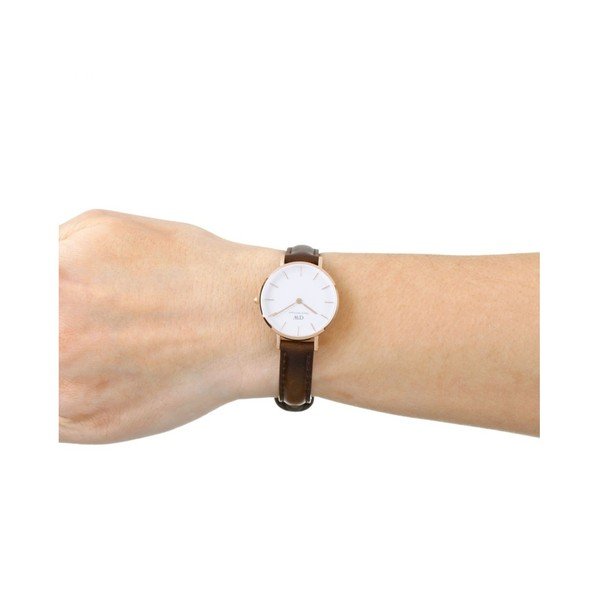 Dámské hodinky s koženým řemínkem a bílým ciferníkem s detaily růžovozlaté barvy Daniel Wellington Petite Bristol, ⌀ 28 mm-image-2