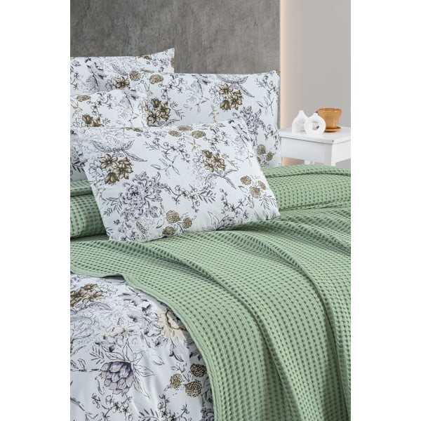 Roheline puuvillane voodikate 220x240 cm Waffle - Mila Home-image-1