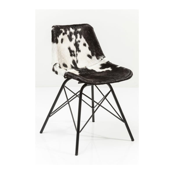 Černobílá jídelní židle s koženým potahem Kare Design Haudy
