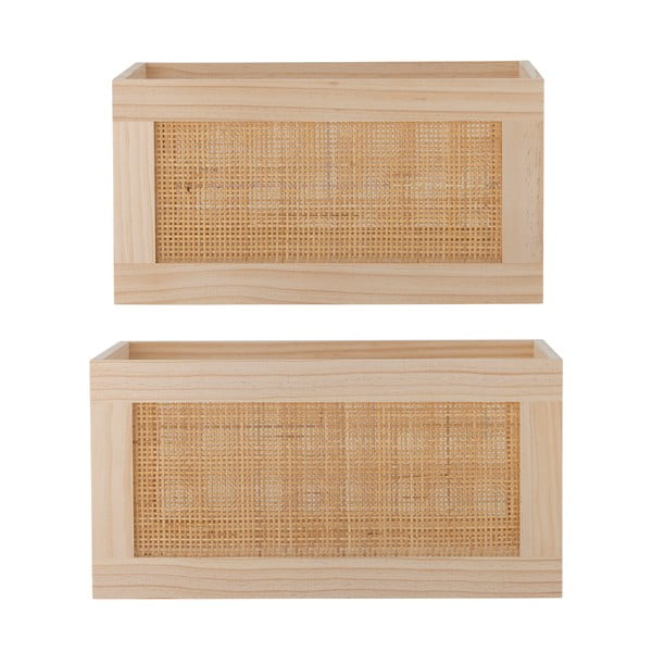 Dekoratiivsed puidust hoiukarbid naturaalses värvitoonis, komplektis 2 tk 39x29x20 cm Piana - Bloomingville-image-2