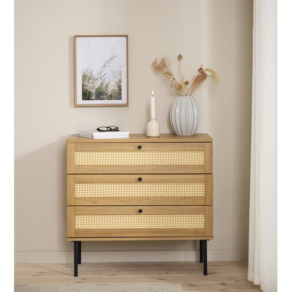 Tammespooniga madal kummut 80x75 cm Pensacola - Unique Furniture-image-1