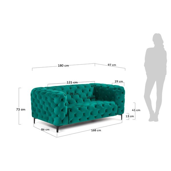 Zelená 2místná pohovka sametového vzhledu La Forma Maisha-image-2