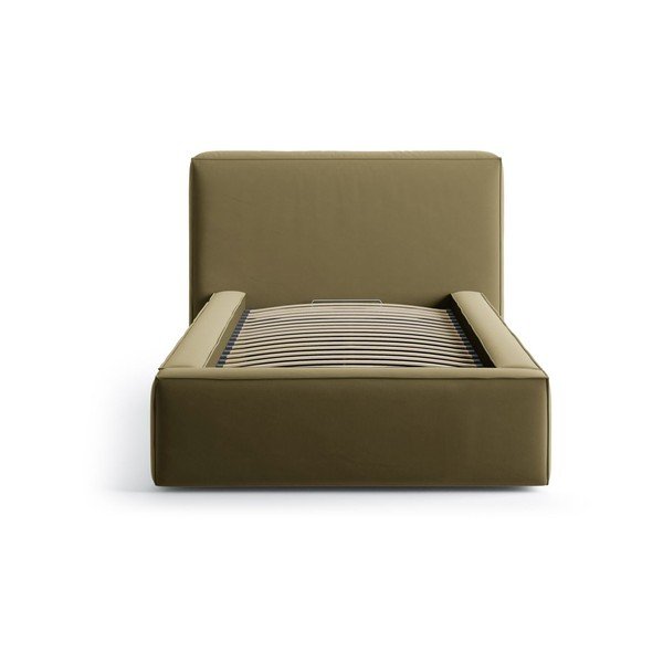 Roheline polsterdatud üheinimesevoodi koos panipaiga ja voodipõhjaga 90x200 cm Jodie - Micadoni-image-3