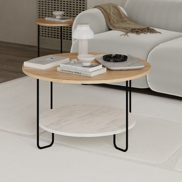 Ümmargune tammedekooriga  diivanilaud ø 80 cm Tonka - Marckeric-image-4