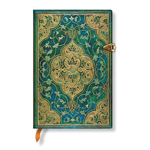 Linkovaný zápisník s tvrdou vazbou Paperblanks Turquoise Chronicles, 9,5 x 14 cm