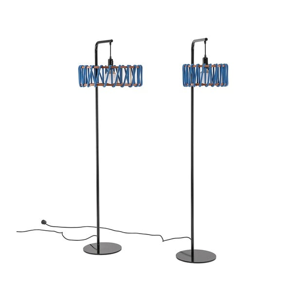 Musta konstruktsiooniga ja suure sinise varjuga põrandalamp Macaron - EMKO-image-4