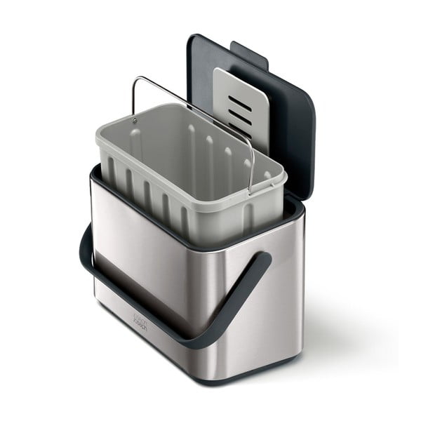 Hõbe kompostitavate jäätmete konteiner 4 l Collect - Joseph Joseph-image-1