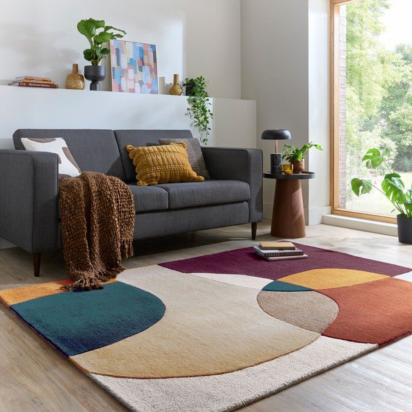 Lilla käsitsi kootud villane vaip 160x230 cm Glow Purple Multi - Flair Rugs-image-1