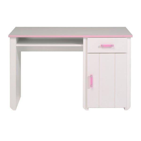 Růžovobílý psací stůl Parisot Amabelle