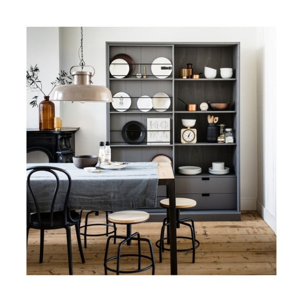 Černobílá kovová stolička WOOOD-image-1