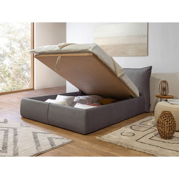 Tumehall polsterdatud kaheinimesevoodi koos voodipõhja ja panipaigaga 160x200 cm Jade - Bobochic Paris-image-4