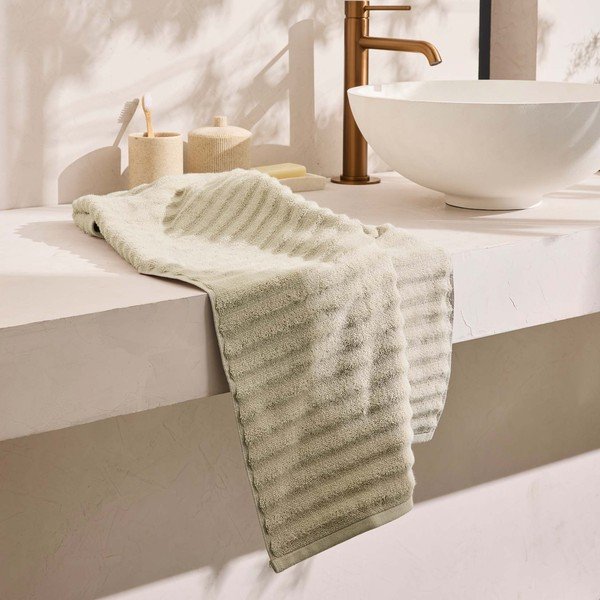 Beež frotee puuvillane rätik 50x90 cm Maya - douceur d'intérieur-image-1