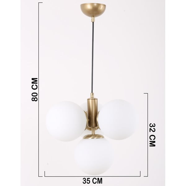 Valge-kuldne klaasist varjuga rippvalgusti ø 15 cm Hector – Squid Lighting-image-4