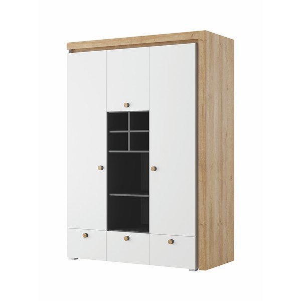 Třídveřová šatní skříň se 3 šuplíky Szynaka Meble Riva