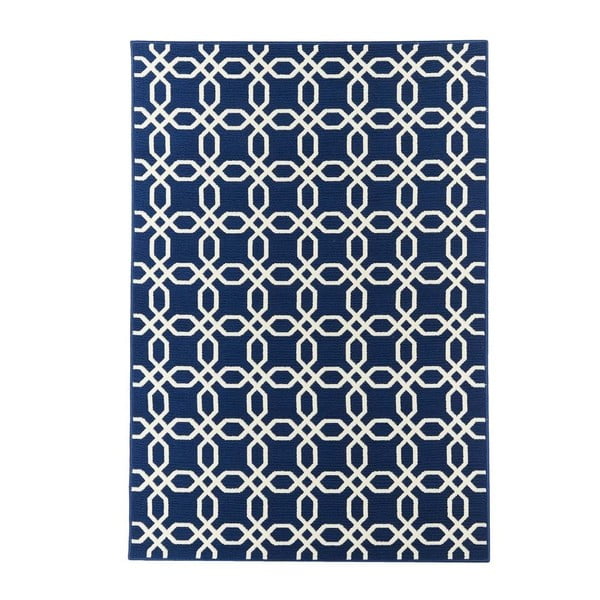 Tmavě modrý venkovní koberec Floorita Ropes, 133 x 190 cm
