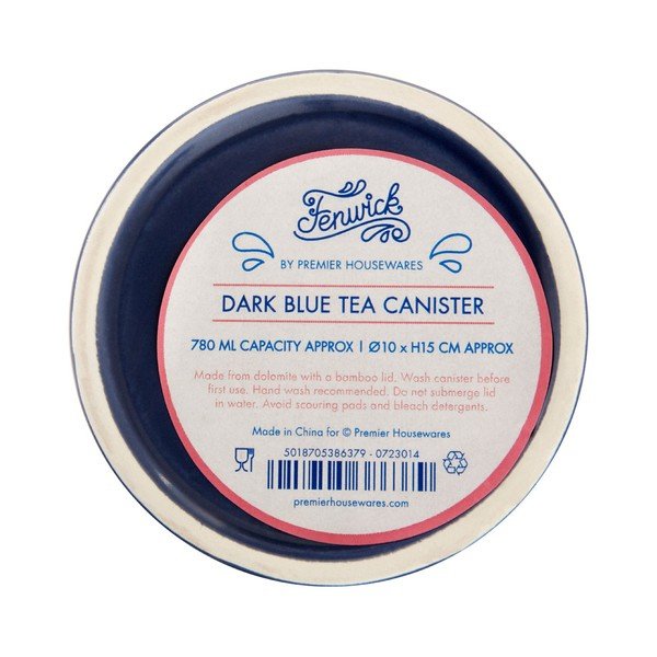 Tmavě modrá dóza na čaj s bambusovým víkem Premier Housewares Fenwick-image-3