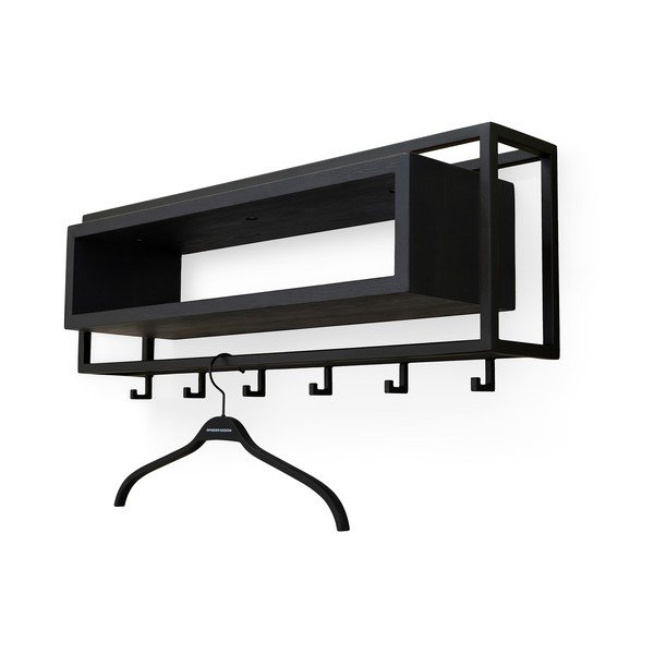 Mustast tammest seinariiul riiuliga 78 cm School - Spinder Design