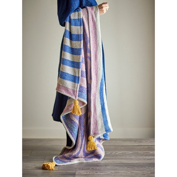 Sinine puuvillaseguga tekk 130x160 cm Arlie - Bloomingville-image-2