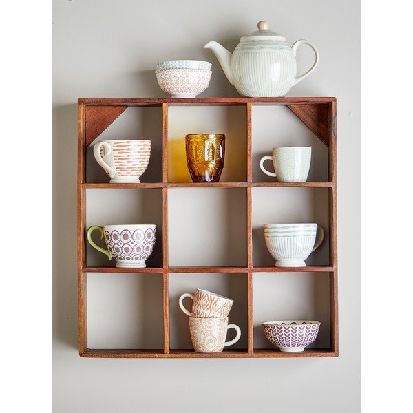 Kahetasandiline riiul taaskasutatud puidust naturaalses värvitoonis 53 cm Tilo - Bloomingville-image-1