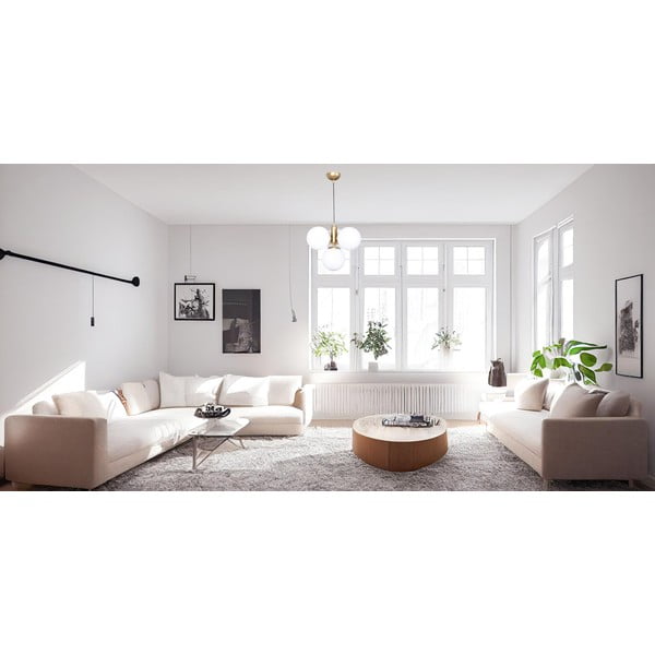 Valge-kuldne klaasist varjuga rippvalgusti ø 15 cm Hector – Squid Lighting-image-1