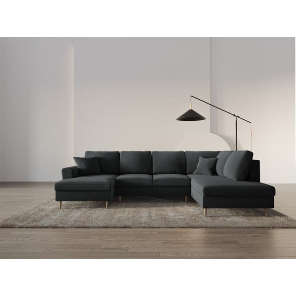 Tumehall sametist panipaigaga nurgadiivanvoodi (parem nurk/"U"-kujuline) Kyoto - Cosmopolitan Design-image-2