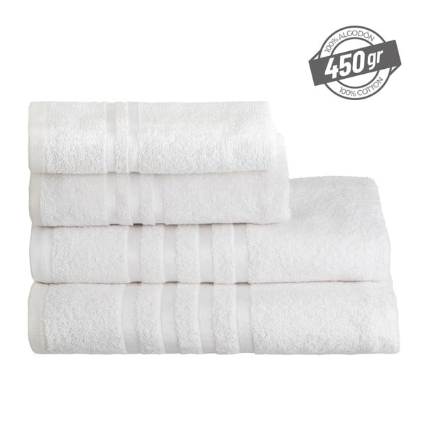 Valge puuvillane froteerätik 50x100 cm Simple - Casa Selección-image-4