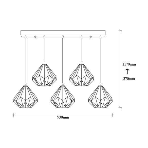 Must rippvalgusti metallist varjuga Diamond - Opviq lights-image-4