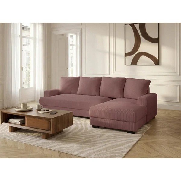 Roosa velvetist diivanvoodi/panipaigaga nurgadiivan (parempoolne nurk/diivanvoodiga) Campi - Bobochic Paris-image-1