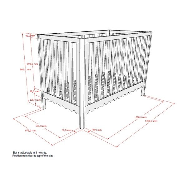 Beež männipuidust reguleeritava kõrgusega võrevoodi 60x120 cm Swingo - Vipack-image-3