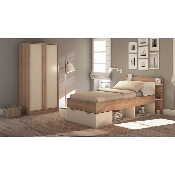 Kreem tammespoonist garderoobikapp 90x180x53 cm Dennis - Marckeric-image-1