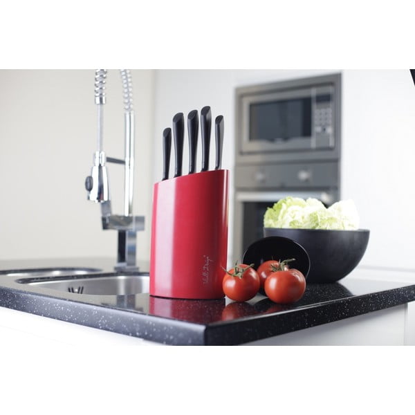 Červený stojan s pěti noži Vialli Design-image-2