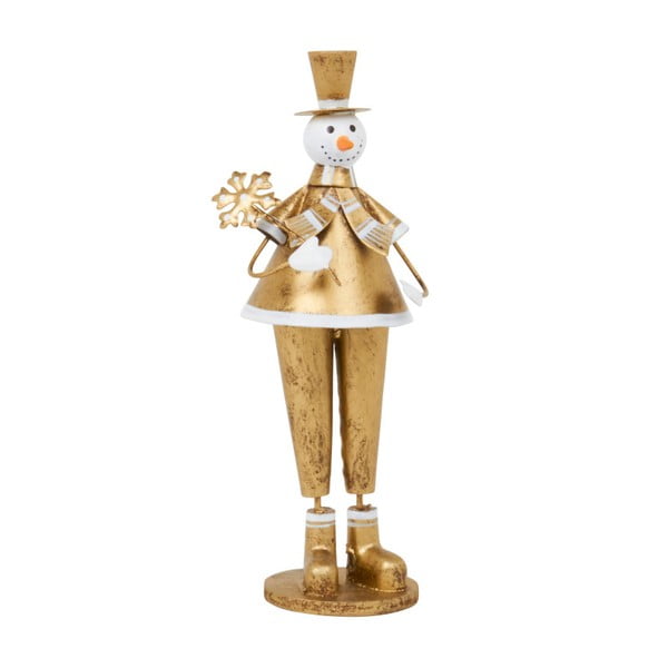Dekorace Archipelago Large Gold Snowman With Snowflake, 17,5 cm