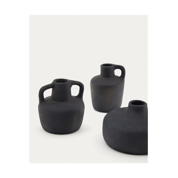 Mustad terrakotta vaasid 3 tk (kõrgus 6 cm) Sofra - Kave Home-image-1