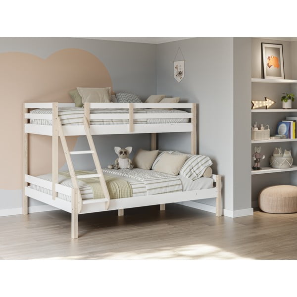 Valge männipuidust kahekorruseline voodi 90x190/140x190 cm Livia - Marckeric-image-1