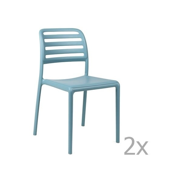 Sada 2 modrých zahradních židlí Nardi Costa Bistrot