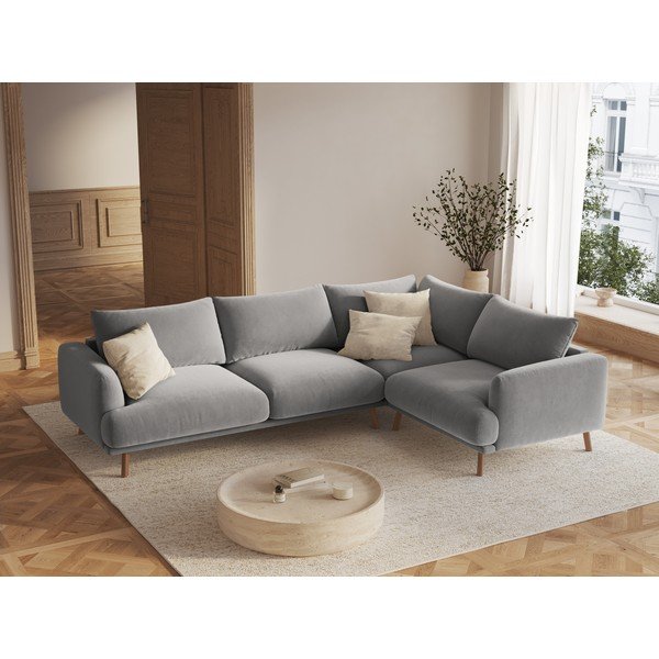 Hall sametist nurgadiivan (parem nurk/L-kujuline) Naomi - Micadoni-image-1