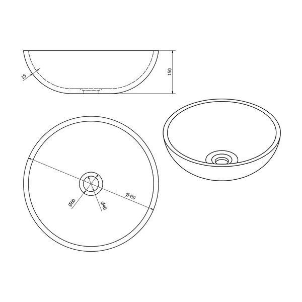 Pruun keraamiline ümmargune valamu ø 41 cm Priori - Sapho-image-3